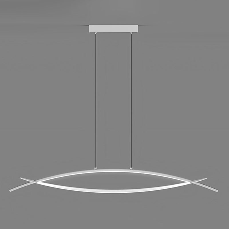 Simple Curved Hanging Island Light Metal LED Dining Room Island Ceiling Light