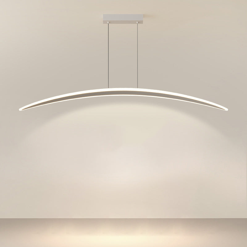 Simple Curved Hanging Island Light Metal LED Dining Room Island Ceiling Light