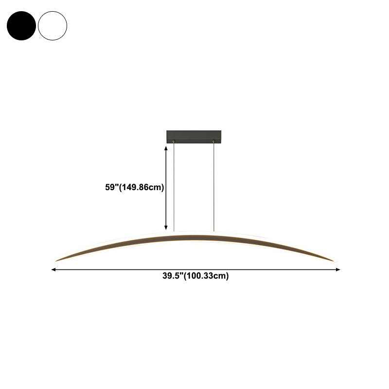 Simple Curved Hanging Island Light Metal LED Dining Room Island Ceiling Light