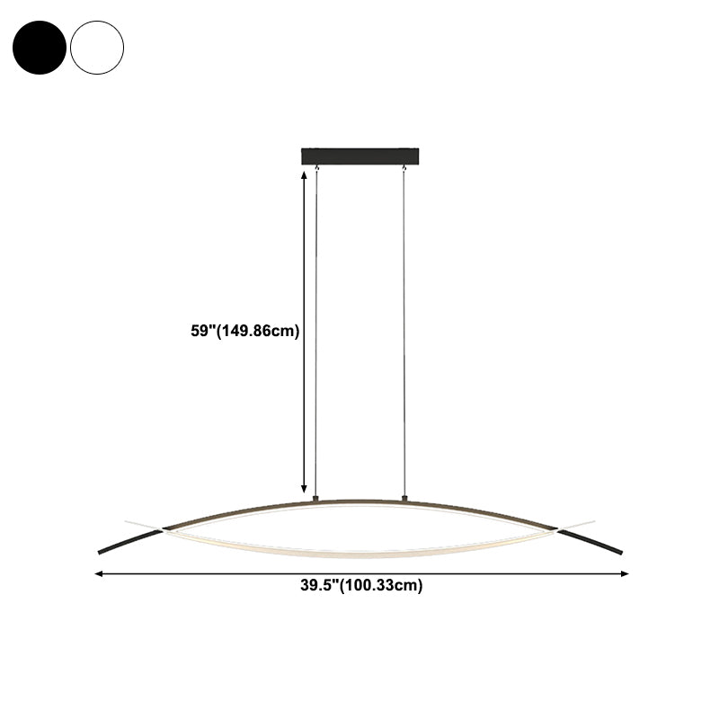 Simple Curved Hanging Island Light Metal LED Dining Room Island Ceiling Light