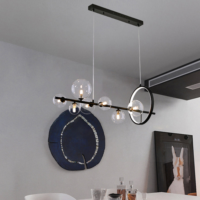 Simple Glass Hanging Island Light Metal LED Hanging Lighting Fixture for Sitting Room