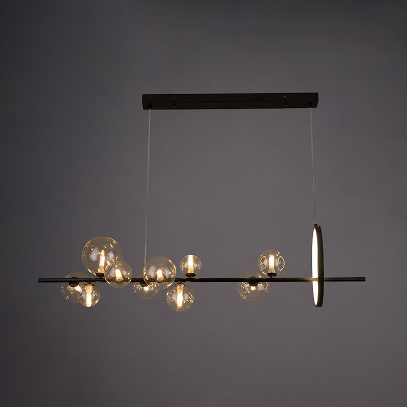 Simple Glass Hanging Island Light Metal LED Hanging Lighting Fixture for Sitting Room