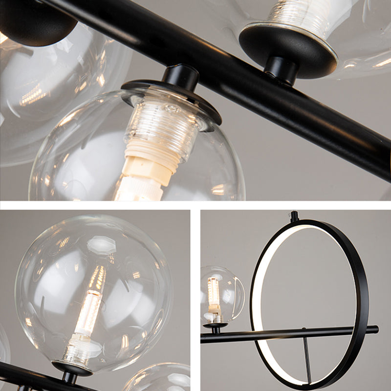 Simple Glass Hanging Island Light Metal LED Hanging Lighting Fixture for Sitting Room