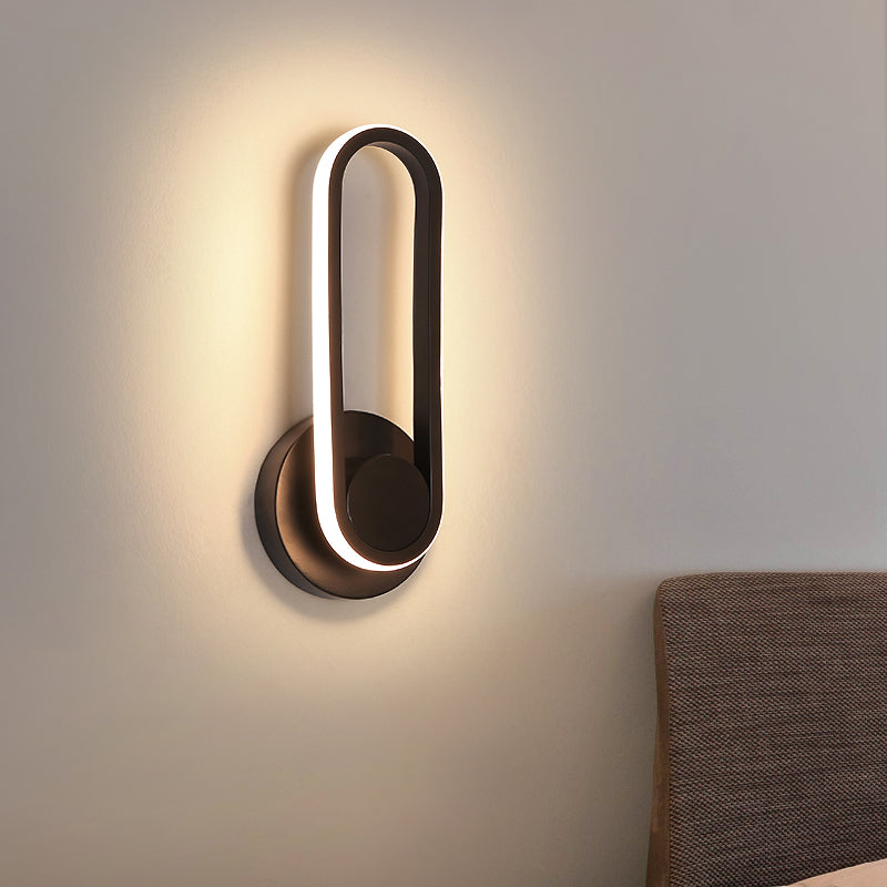 1-Light Ellipse Wall Mount Light Modern Style Metal Wall Mount Lighting