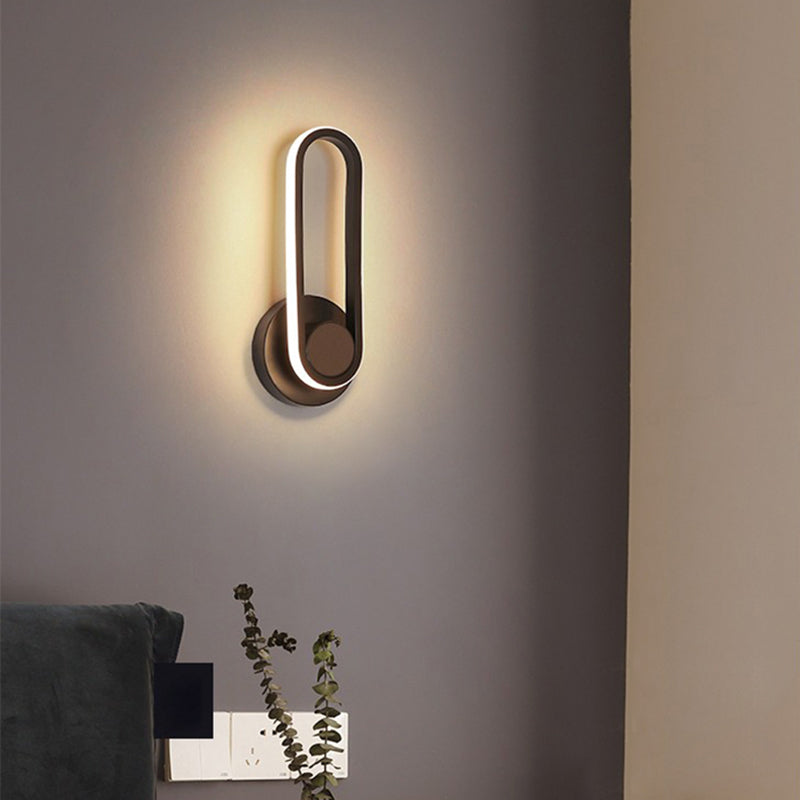 1-Light Ellipse Wall Mount Light Modern Style Metal Wall Mount Lighting