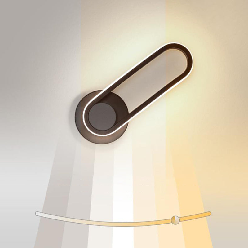 1-Light Ellipse Wall Mount Light Modern Style Metal Wall Mount Lighting