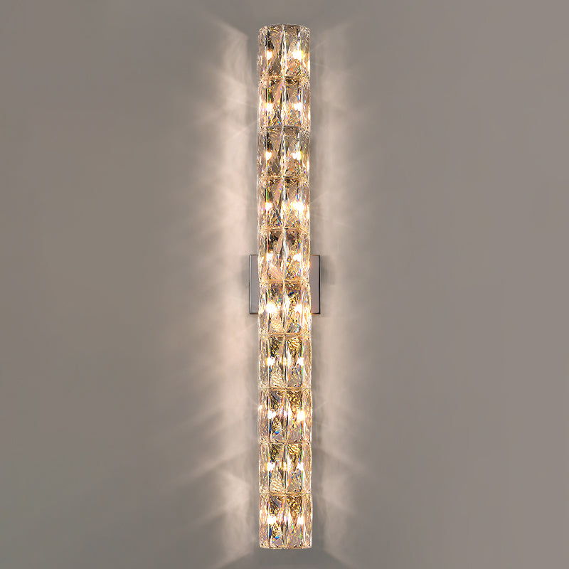 Light Luxury Metal Wall Light Rectangle Shape Wall Lamp with Crystal Shade for Bedroom