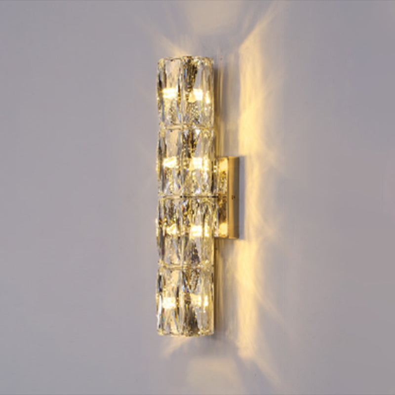Light Luxury Metal Wall Light Rectangle Shape Wall Lamp with Crystal Shade for Bedroom