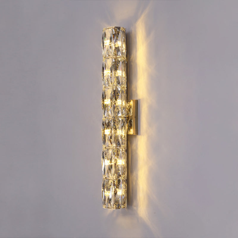 Light Luxury Metal Wall Light Rectangle Shape Wall Lamp with Crystal Shade for Bedroom