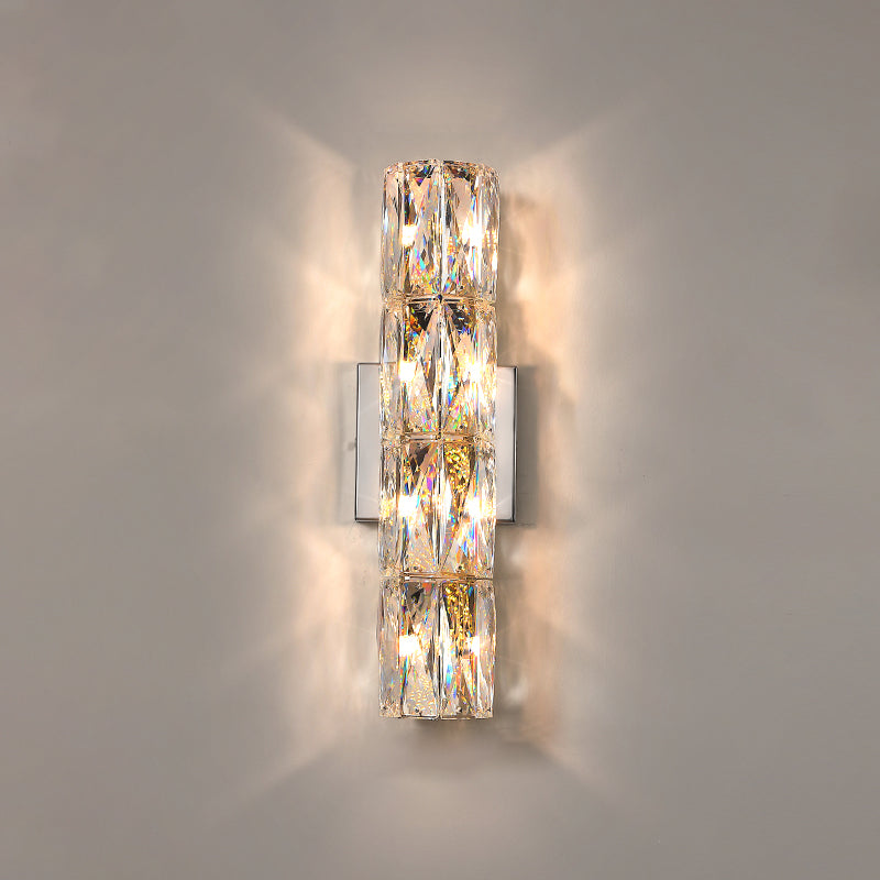Light Luxury Metal Wall Light Rectangle Shape Wall Lamp with Crystal Shade for Bedroom