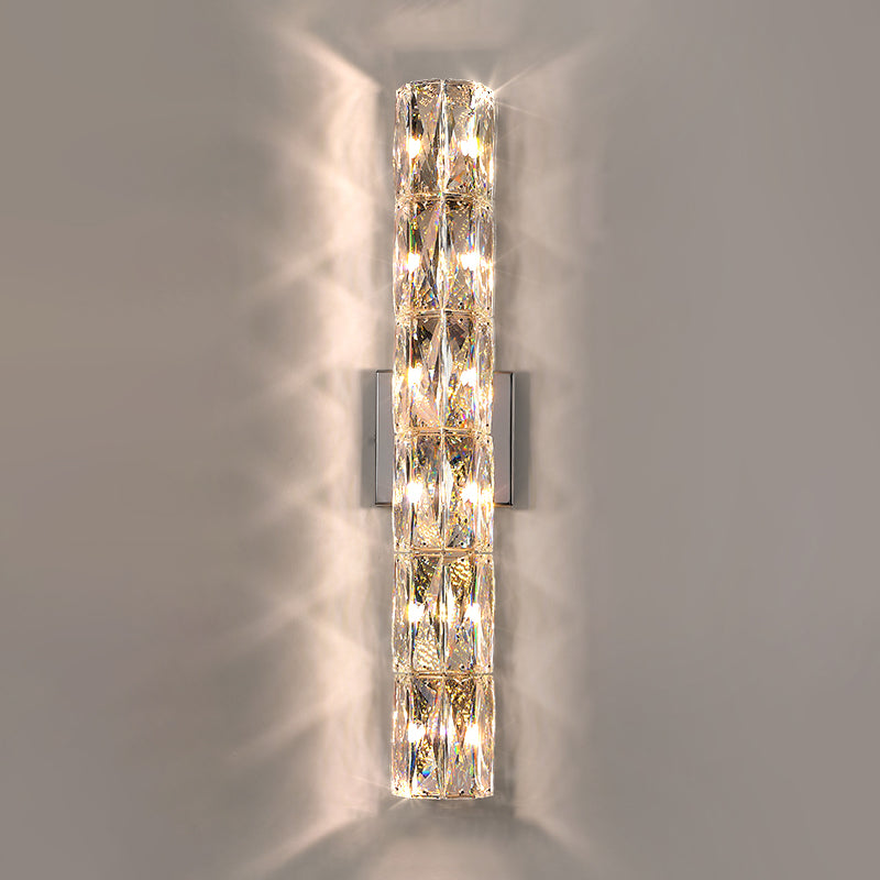 Light Luxury Metal Wall Light Rectangle Shape Wall Lamp with Crystal Shade for Bedroom
