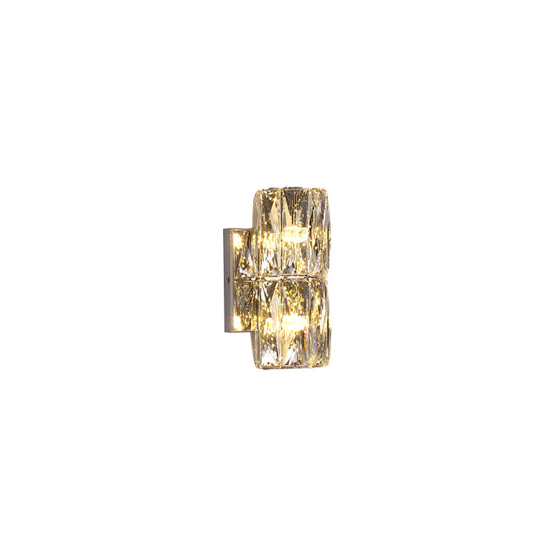 Light Luxury Metal Wall Light Rectangle Shape Wall Lamp with Crystal Shade for Bedroom