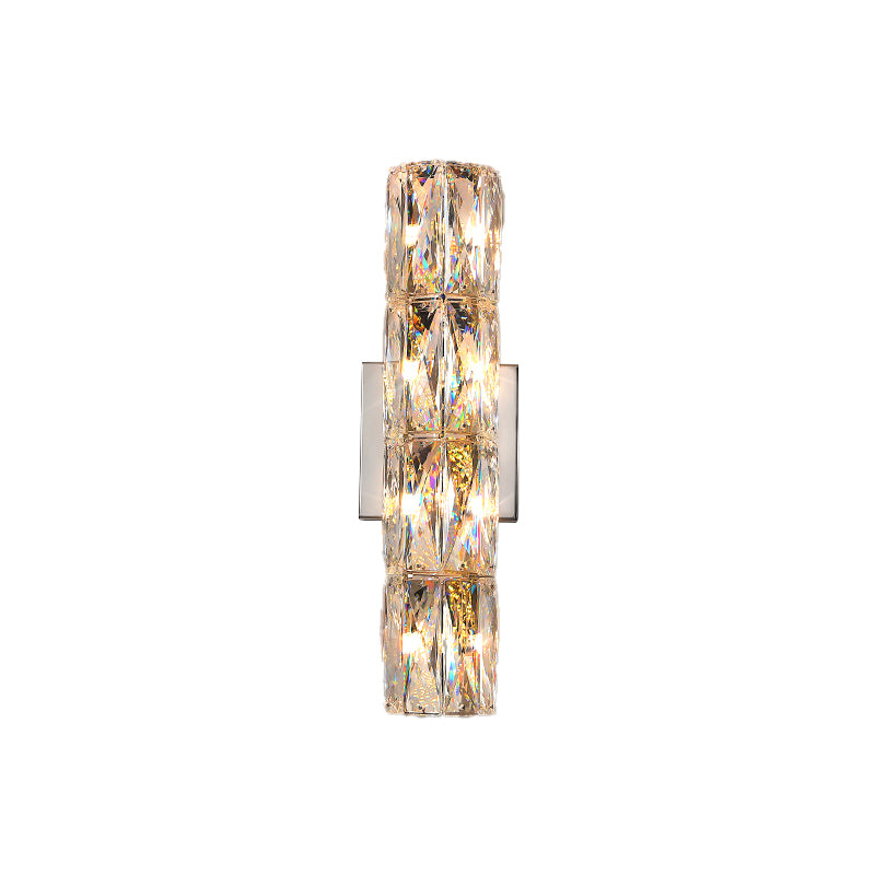 Light Luxury Metal Wall Light Rectangle Shape Wall Lamp with Crystal Shade for Bedroom