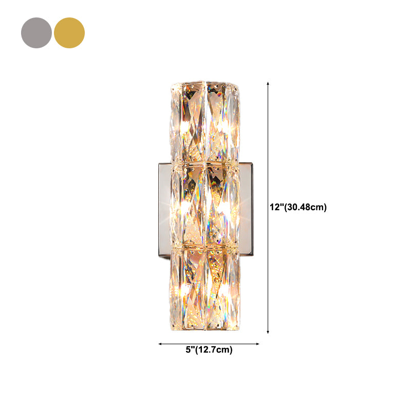 Light Luxury Metal Wall Light Rectangle Shape Wall Lamp with Crystal Shade for Bedroom