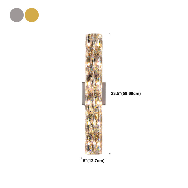 Light Luxury Metal Wall Light Rectangle Shape Wall Lamp with Crystal Shade for Bedroom