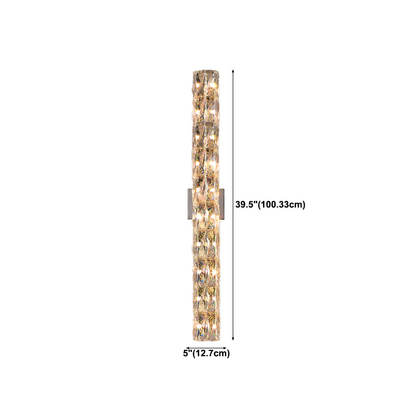 Light Luxury Metal Wall Light Rectangle Shape Wall Lamp with Crystal Shade for Bedroom