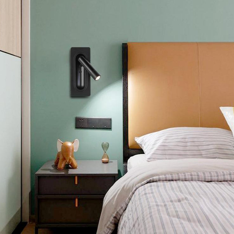 1-Light Cylinder Wall Mount Light Modern Style Metal Reading Wall Lamp
