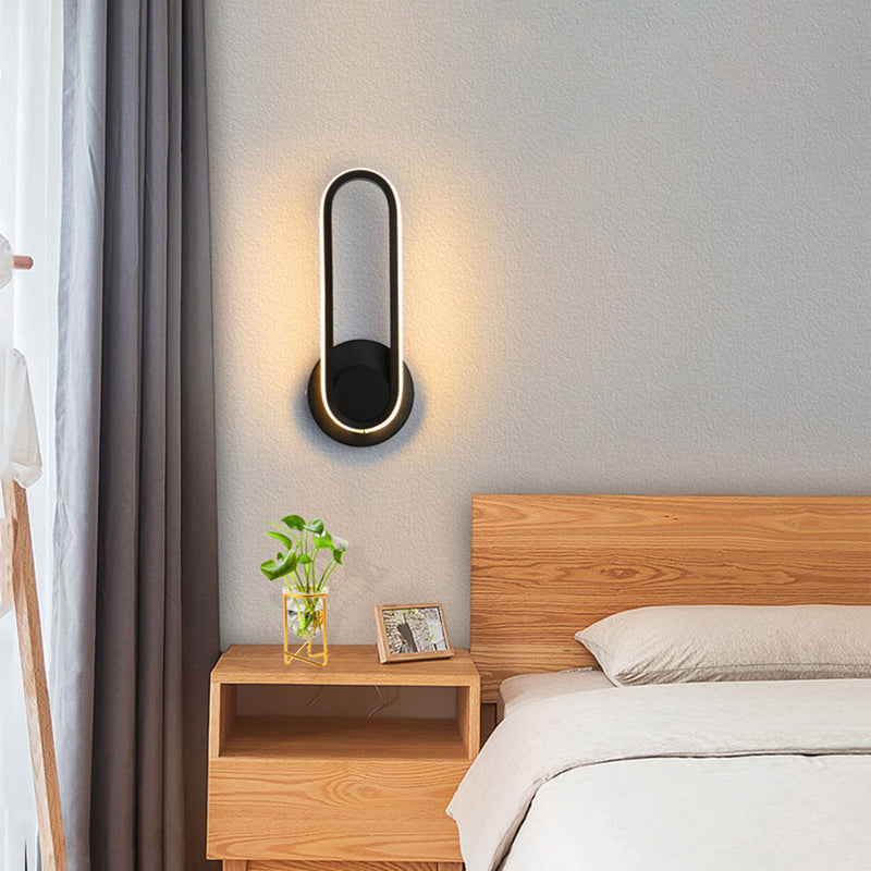 1-Light Oval Wall Mount Light Modern Style Metal Wall Lighting Ideas