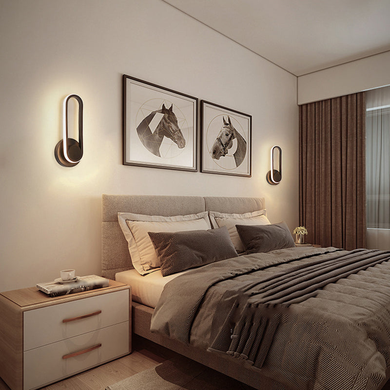 1-Light Oval Wall Mount Light Modern Style Metal Wall Lighting Ideas