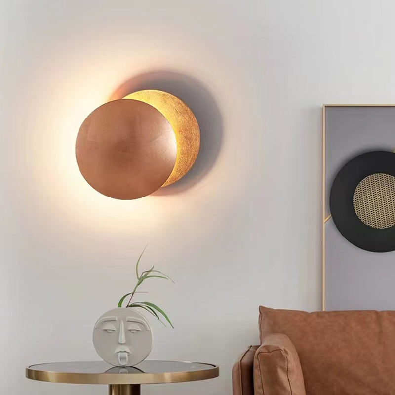 1-Light Round Wall Mounted Lighting Modern Style Metal Wall Lighting Fixtures