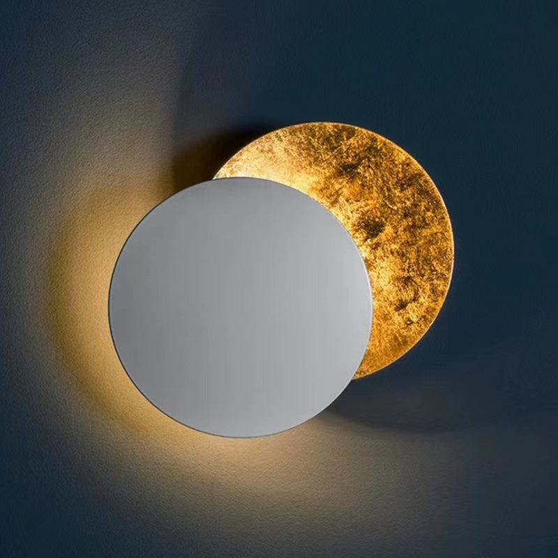 1-Light Round Wall Mounted Lighting Modern Style Metal Wall Lighting Fixtures