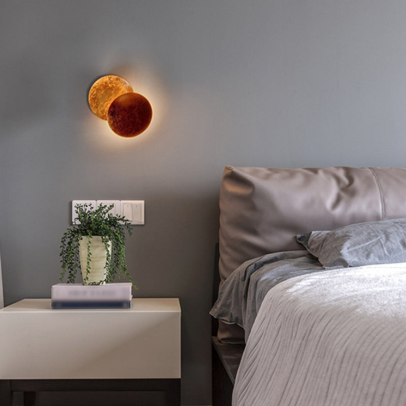 1-Light Round Wall Mounted Lighting Modern Style Metal Wall Lighting Fixtures