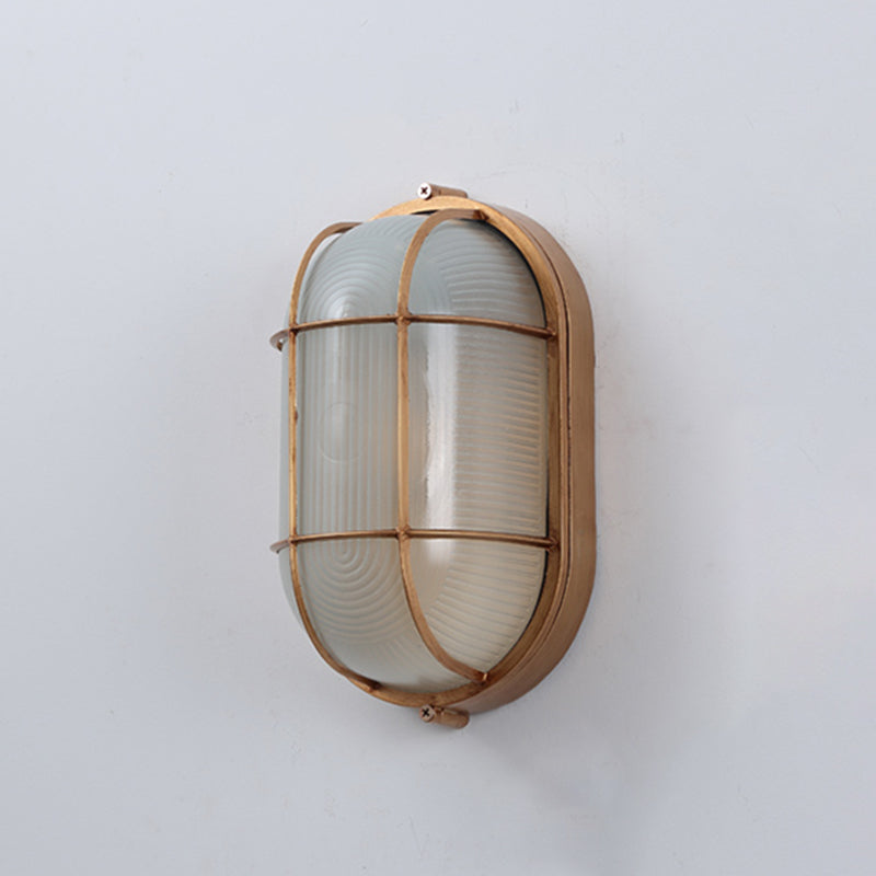 Industrial Metal Wall Sconce Geometric Shape Wall Light with Glass Shade for Living Room