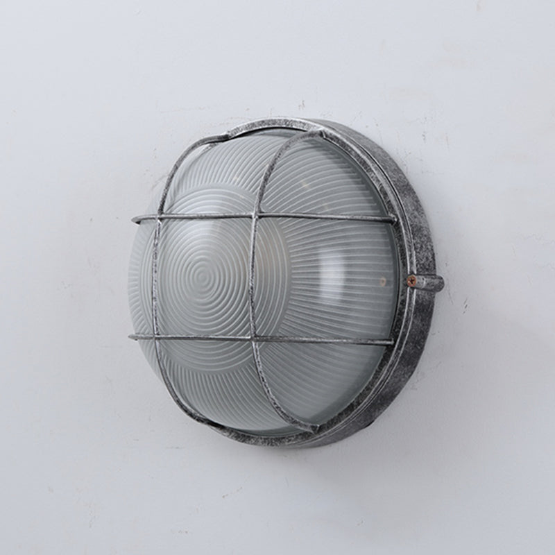 Industrial Metal Wall Sconce Geometric Shape Wall Light with Glass Shade for Living Room