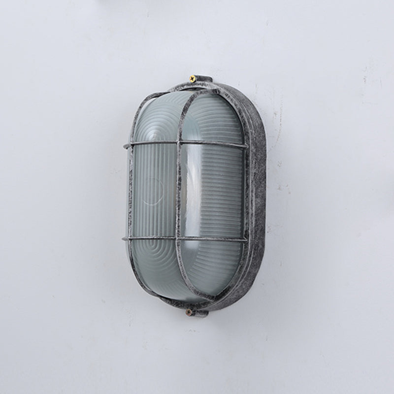 Industrial Metal Wall Sconce Geometric Shape Wall Light with Glass Shade for Living Room