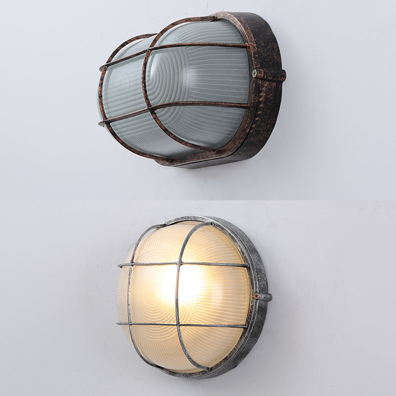 Industrial Metal Wall Sconce Geometric Shape Wall Light with Glass Shade for Living Room