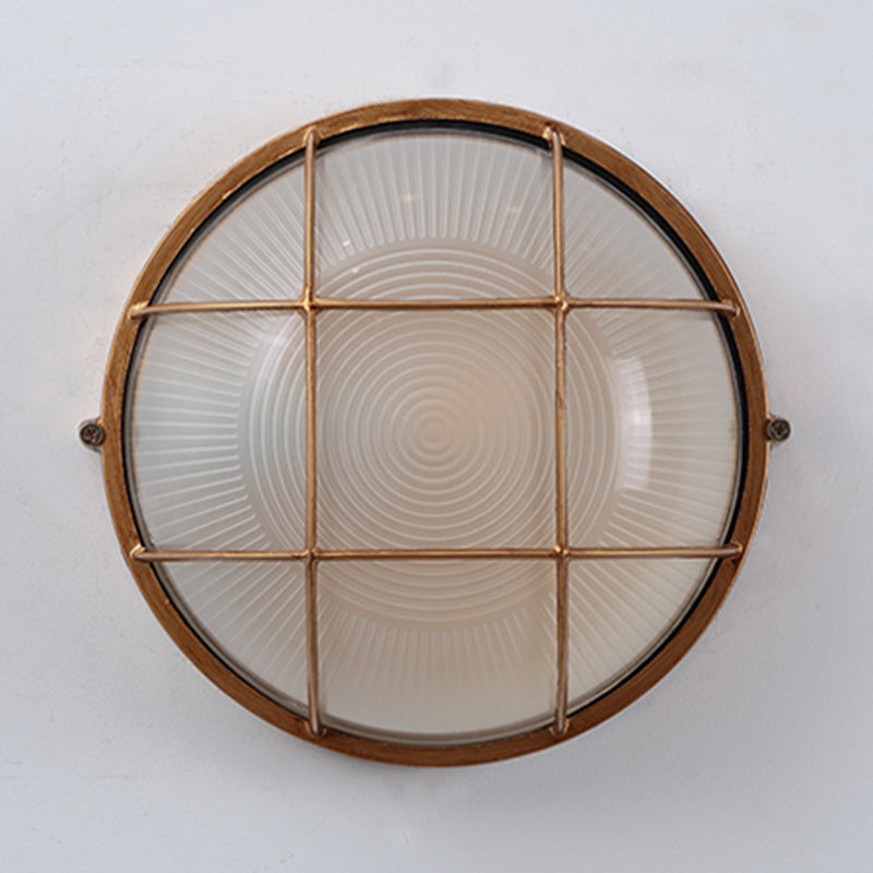 Industrial Metal Wall Sconce Geometric Shape Wall Light with Glass Shade for Living Room