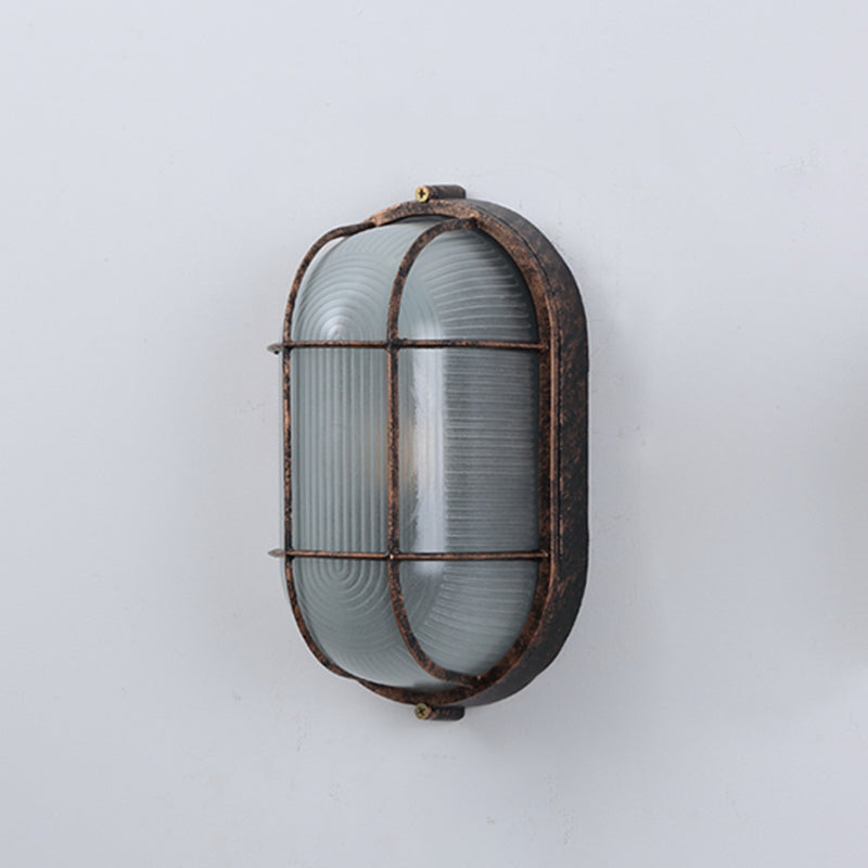 Industrial Metal Wall Sconce Geometric Shape Wall Light with Glass Shade for Living Room