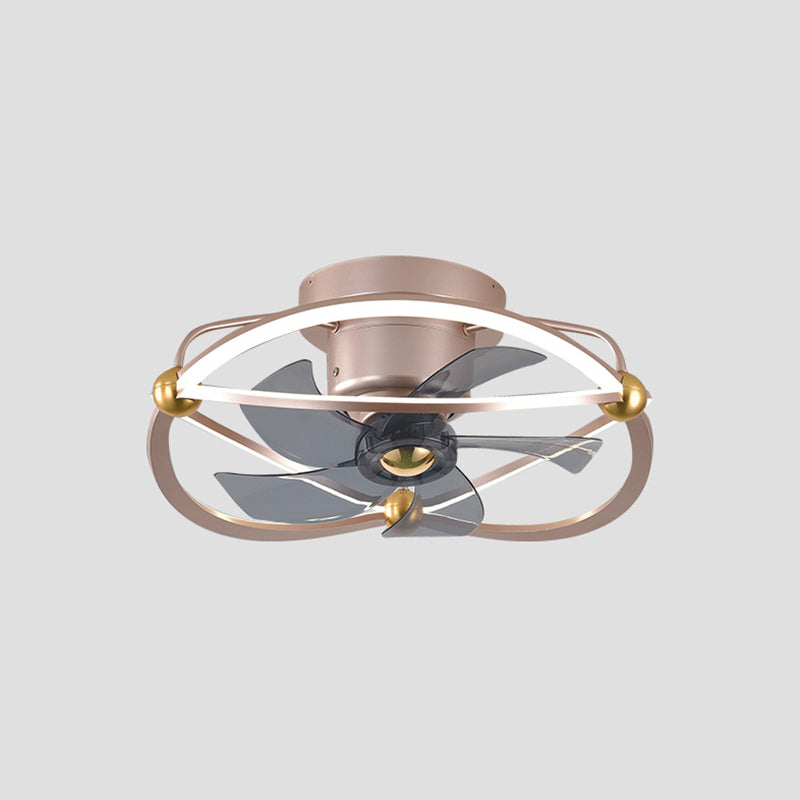 Metal Round Shape Ceiling Fans Light Modern 2-Lights Flush Mount Ceiling Fan Light
