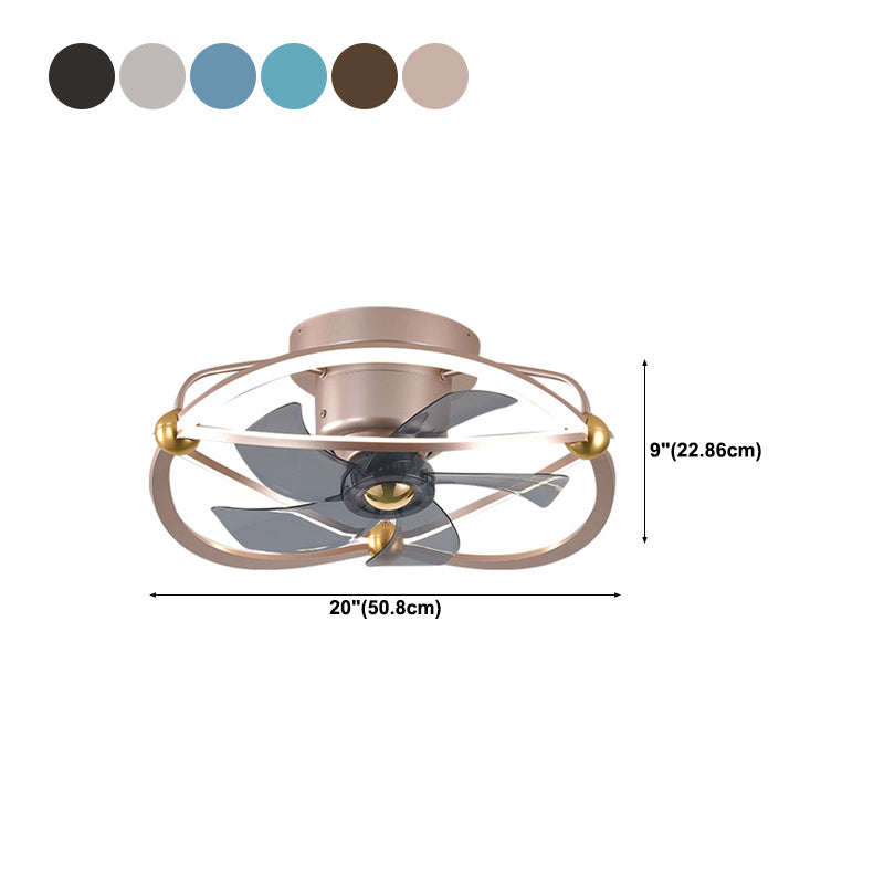 Metal Round Shape Ceiling Fans Light Modern 2-Lights Flush Mount Ceiling Fan Light