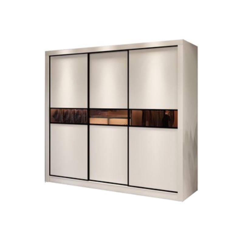 Contemporary Wardrobe White Colour Wooden Wardrobe Closet With 2 Drawers