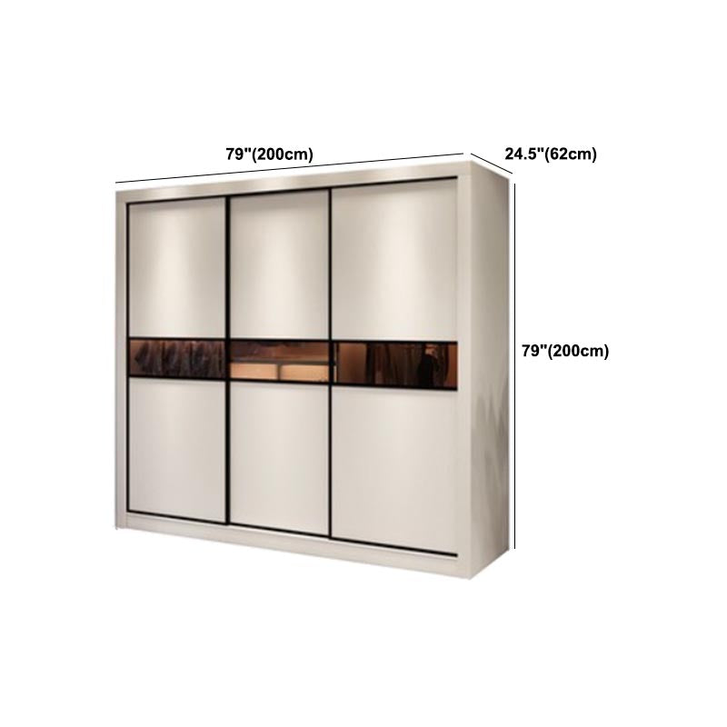 Contemporary Wardrobe White Colour Wooden Wardrobe Closet With 2 Drawers