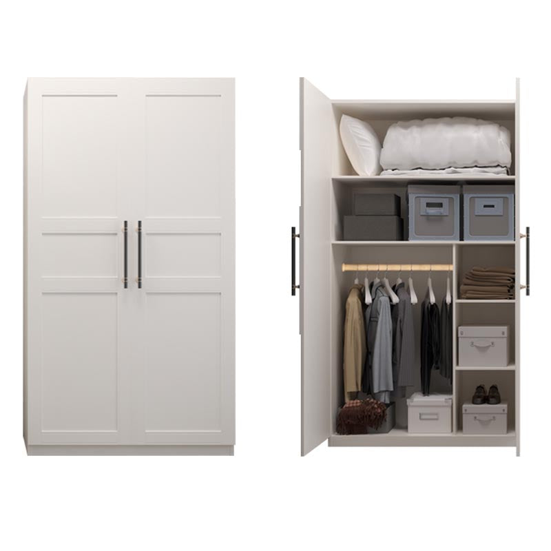 White Wardrobe Cabinet Engineered Wood Wardrobe Armoire for Home