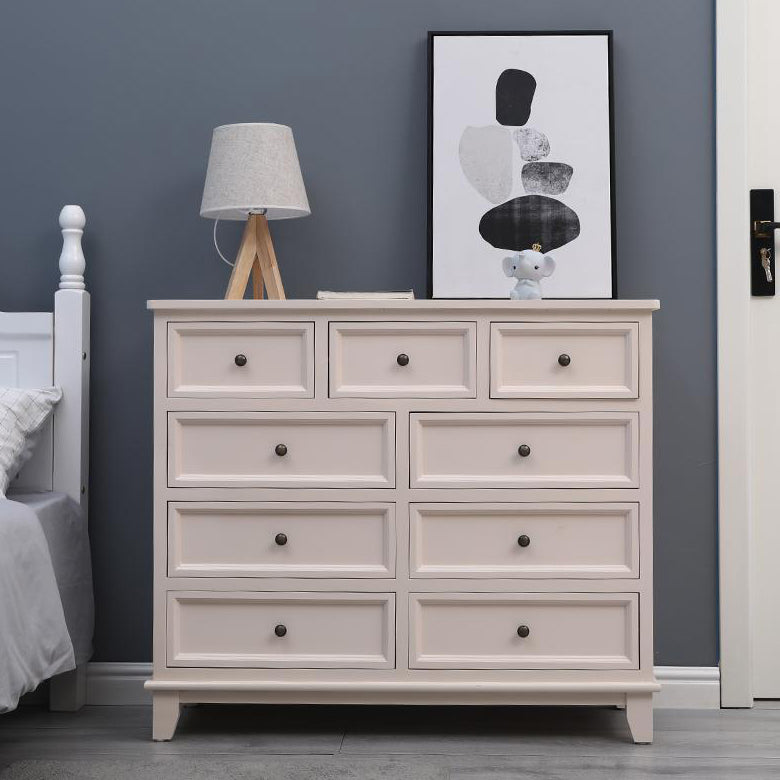 Modern Style White Storage Chest Rustic Solid Wood Chest with Multi Drawers