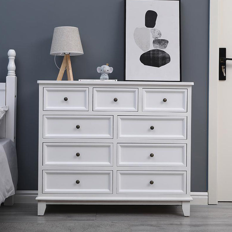 Modern Style White Storage Chest Rustic Solid Wood Chest with Multi Drawers