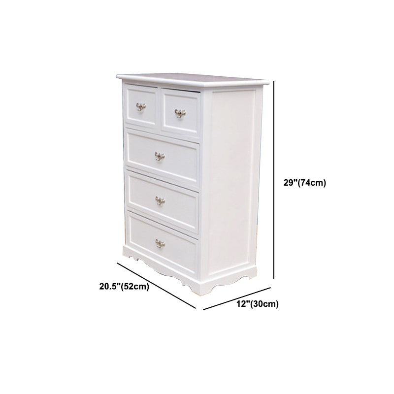 Modern Style White Storage Chest Rustic Solid Wood Chest with Multi Drawers