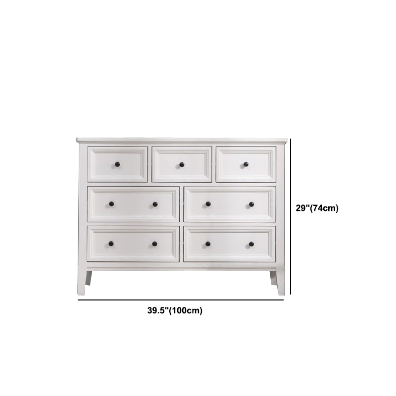 Modern Style White Storage Chest Rustic Solid Wood Chest with Multi Drawers