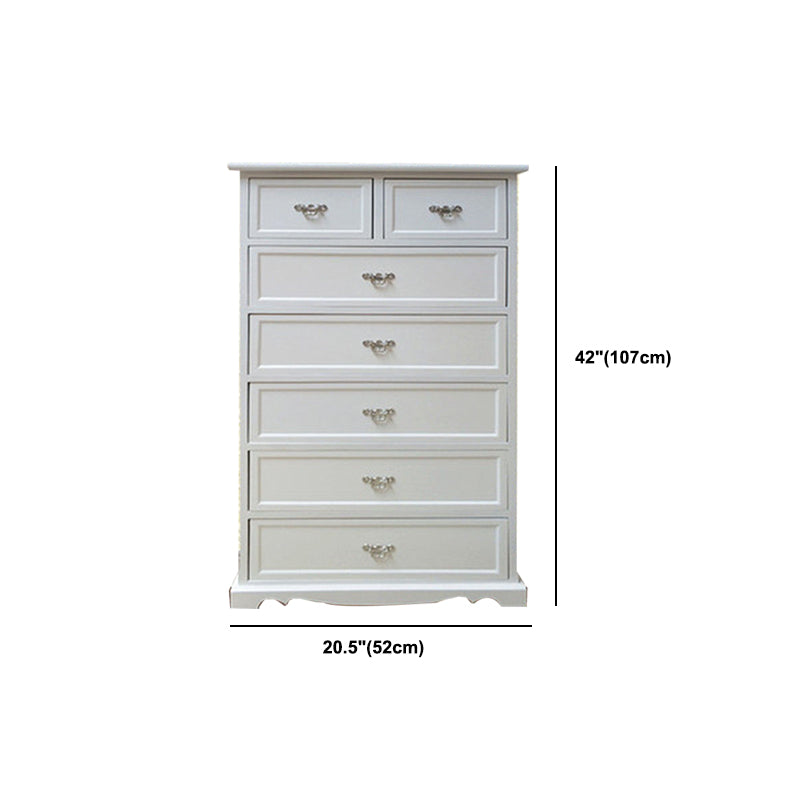 Modern Style White Storage Chest Rustic Solid Wood Chest with Multi Drawers