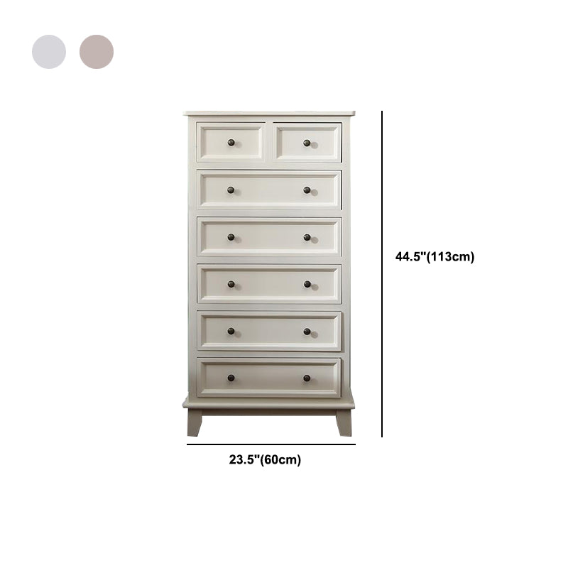 Modern Style White Storage Chest Rustic Solid Wood Chest with Multi Drawers