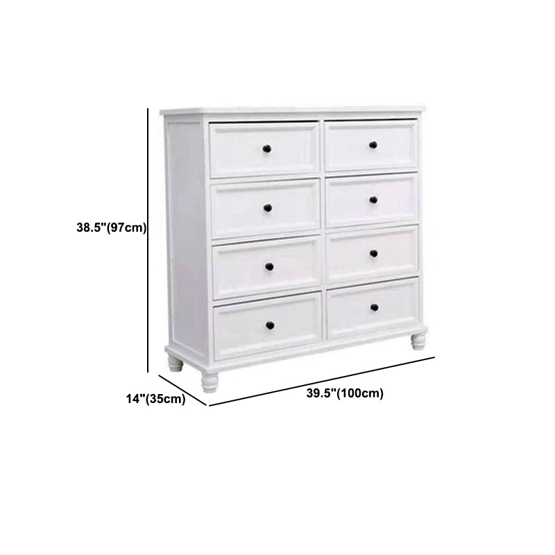 Modern Style White Storage Chest Rustic Solid Wood Chest with Multi Drawers