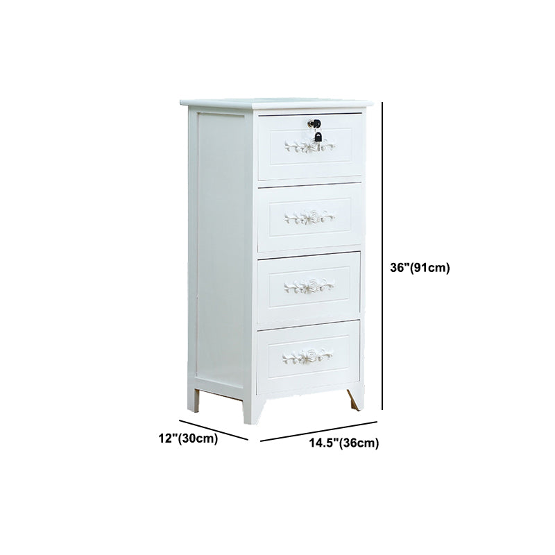 White Wooden Lingerie Chest Modern Style Vertical Storage Chest Dresser