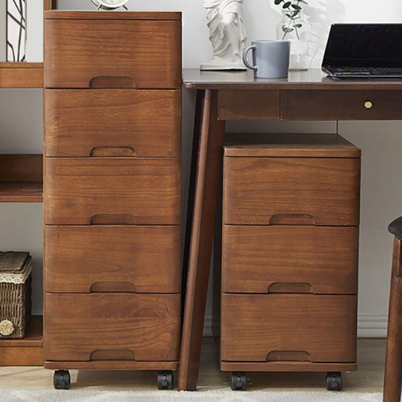 White and Brown Wooden Lingerie Chest Vertical Storage Chest Dresser with Wheels
