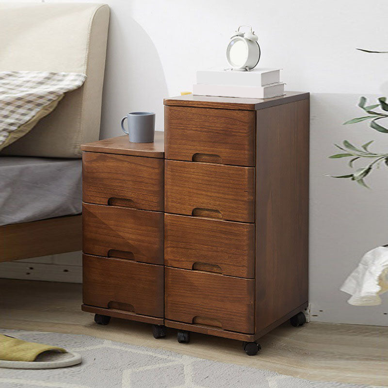 White and Brown Wooden Lingerie Chest Vertical Storage Chest Dresser with Wheels
