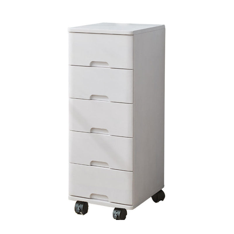 White and Brown Wooden Lingerie Chest Vertical Storage Chest Dresser with Wheels