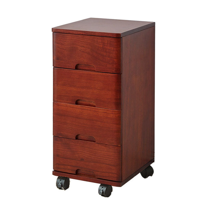 White and Brown Wooden Lingerie Chest Vertical Storage Chest Dresser with Wheels