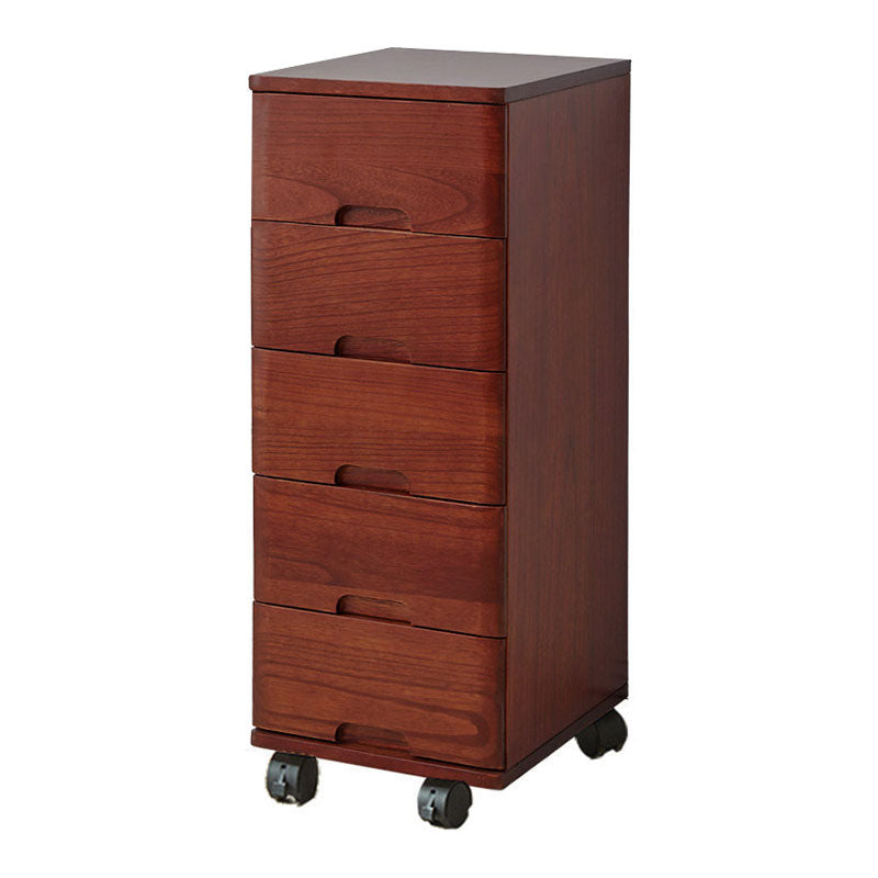 White and Brown Wooden Lingerie Chest Vertical Storage Chest Dresser with Wheels